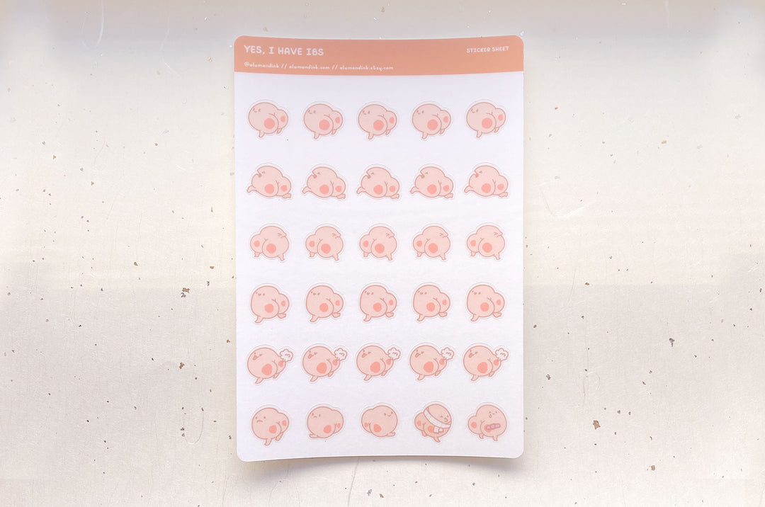 Cheeks IBS Clear Vinyl Sticker Sheet (Light Skin Tone)