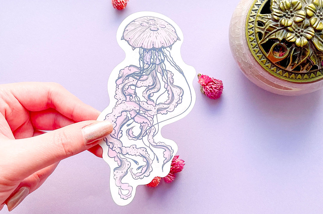 Purple Jellyfish Clear Vinyl Sticker