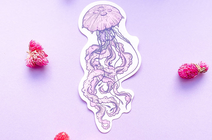 Purple Jellyfish Clear Vinyl Sticker