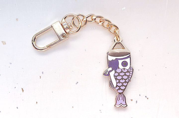 Purple Koinobori Carp Streamer Keychain Charm