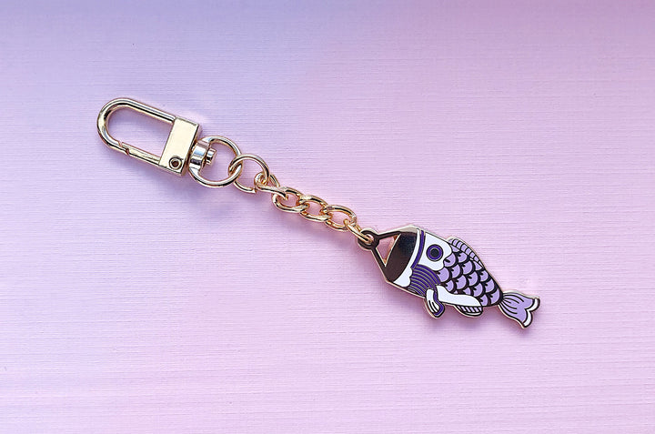 Purple Koinobori Carp Streamer Keychain Charm