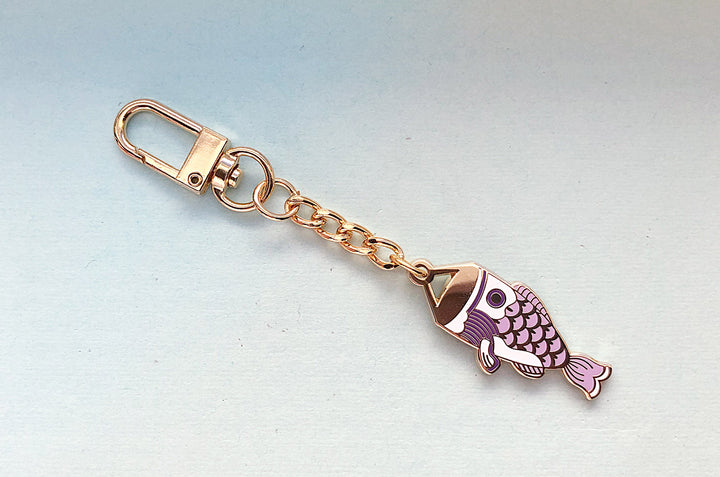 Purple Koinobori Carp Streamer Keychain Charm