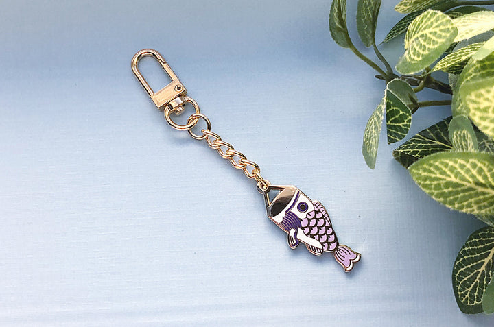 Purple Koinobori Carp Streamer Keychain Charm