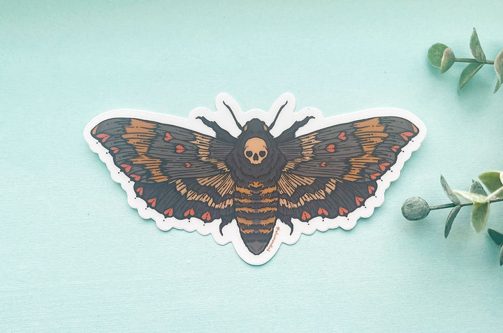 Love and Death's Head Moth Clear Vinyl Sticker