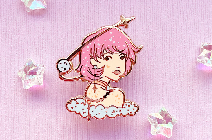 March Witch Aquamarine Enamel Pin