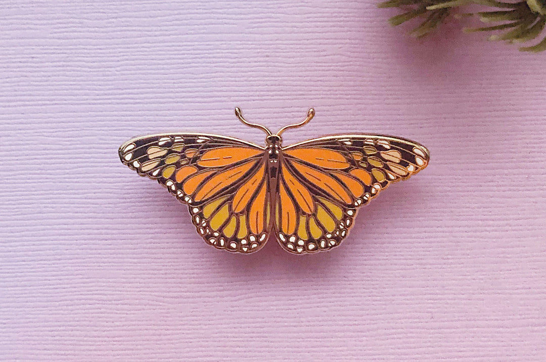 Gold Monarch Butterfly (Danaus plexippus) Enamel Pin