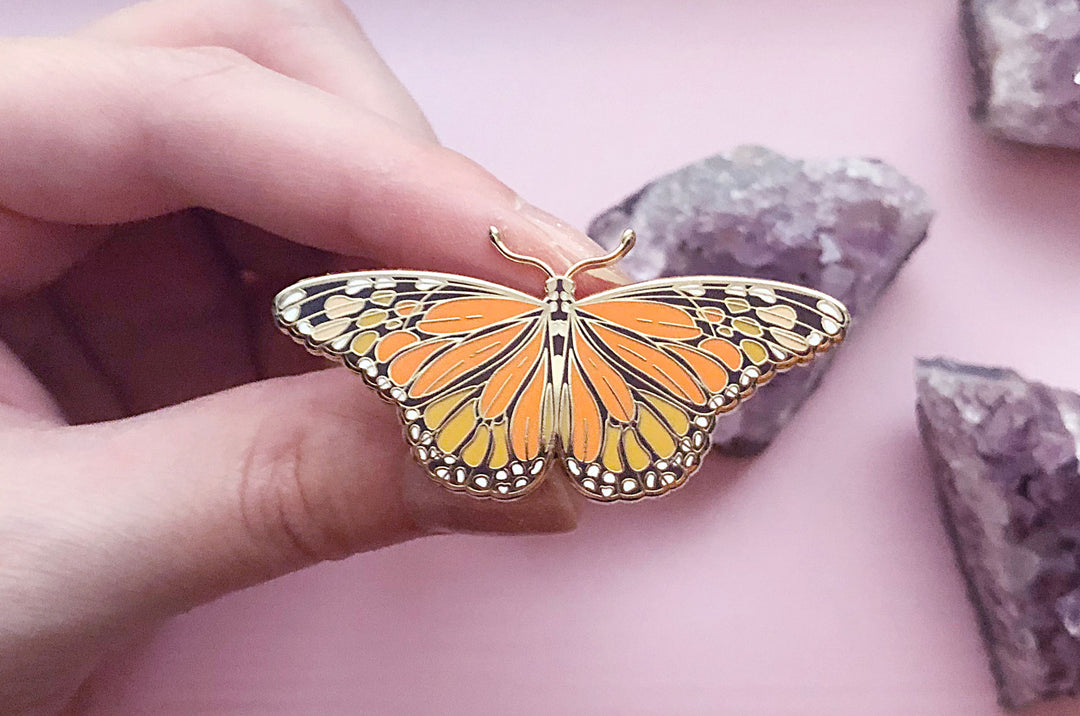 Gold Monarch Butterfly (Danaus plexippus) Enamel Pin