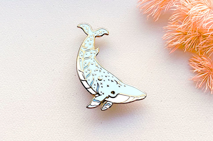 Moon Dedication Minke Whale Enamel Pin