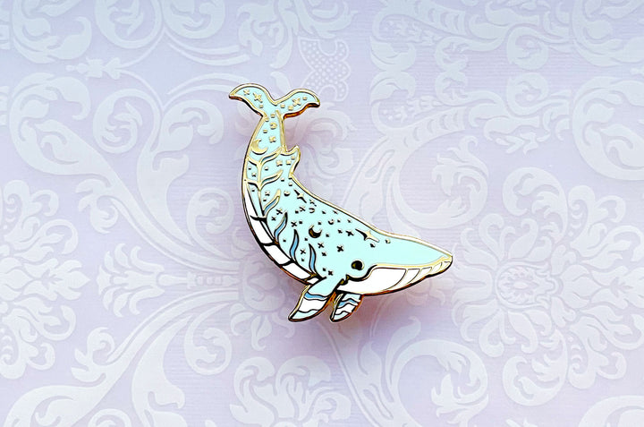 Moon Dedication Minke Whale Enamel Pin