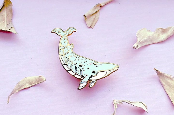 Moon Dedication Minke Whale Enamel Pin
