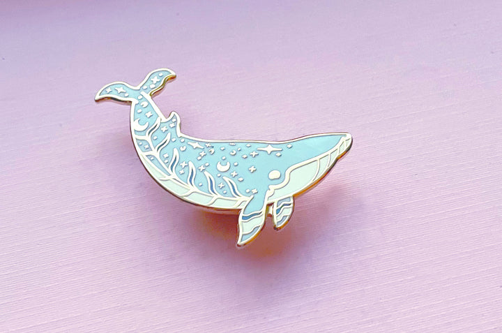 Moon Dedication Minke Whale Enamel Pin