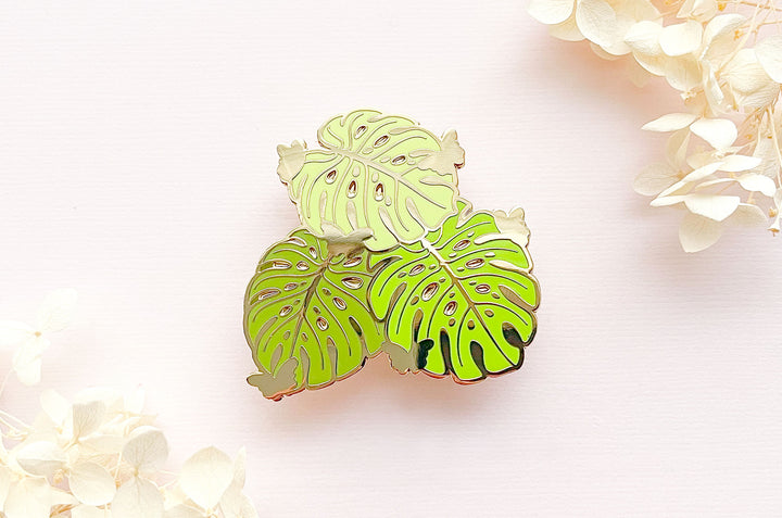 Monstera Leaves and Butterflies Enamel Pin