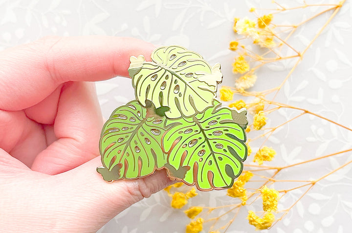 Monstera Leaves and Butterflies Enamel Pin