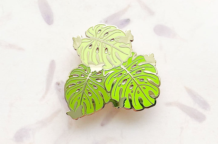 Monstera Leaves and Butterflies Enamel Pin