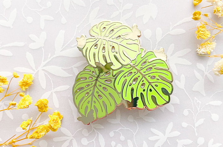 Monstera Leaves and Butterflies Enamel Pin