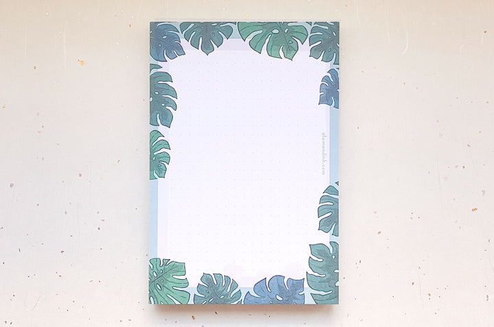 Monstera Leaves Dotted Grid Notepad