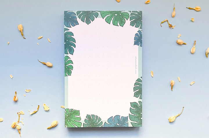 Monstera Leaves Dotted Grid Notepad