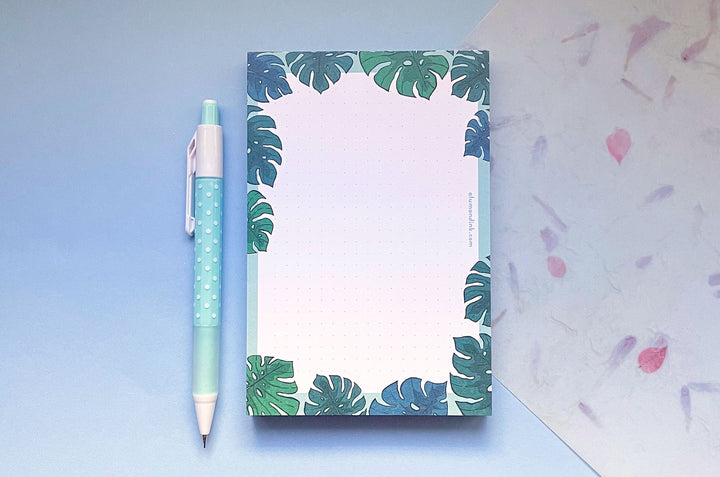 Monstera Leaves Dotted Grid Notepad
