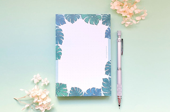 Monstera Leaves Dotted Grid Notepad