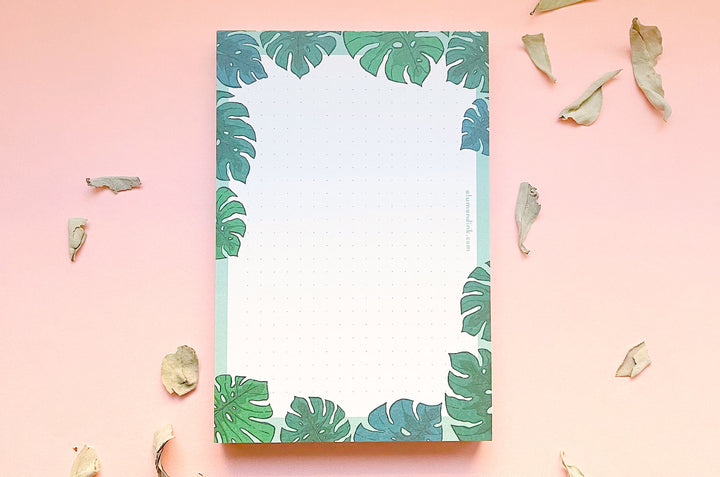 Monstera Leaves Dotted Grid Notepad