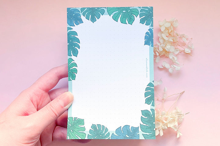 Monstera Leaves Dotted Grid Notepad