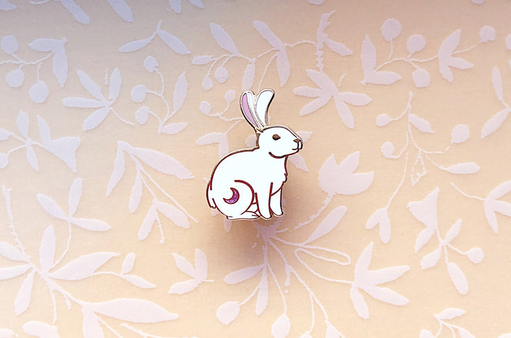 Crescent Moon Rabbit Enamel Pin