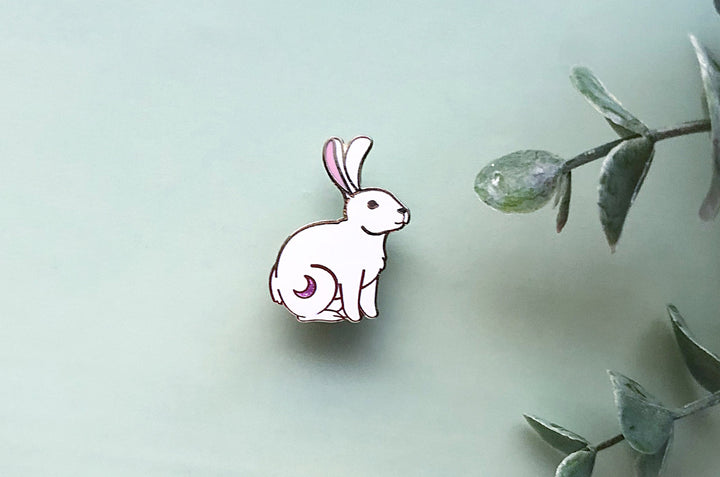 Crescent Moon Rabbit Enamel Pin