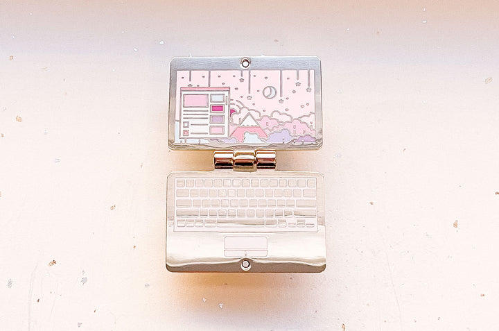 Moon Laptop Hinged Enamel Pin