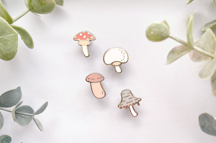 Mini Mushrooms Board Filler Enamel Pin Set