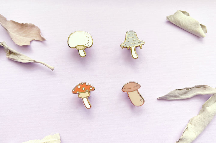 Mini Mushrooms Board Filler Enamel Pin Set