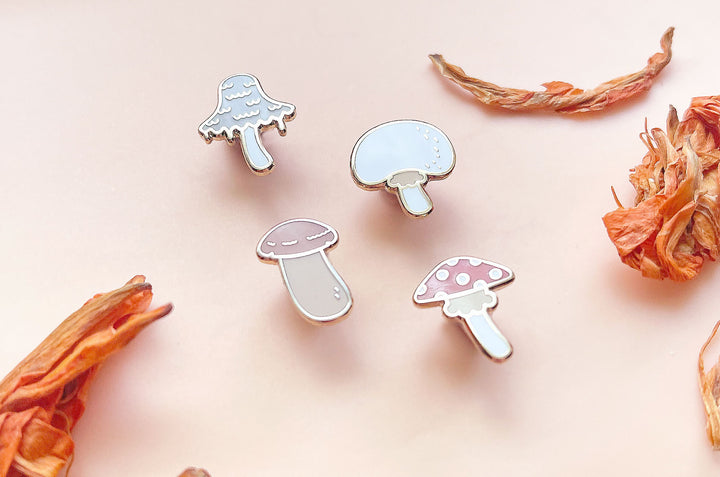 Mini Mushrooms Board Filler Enamel Pin Set