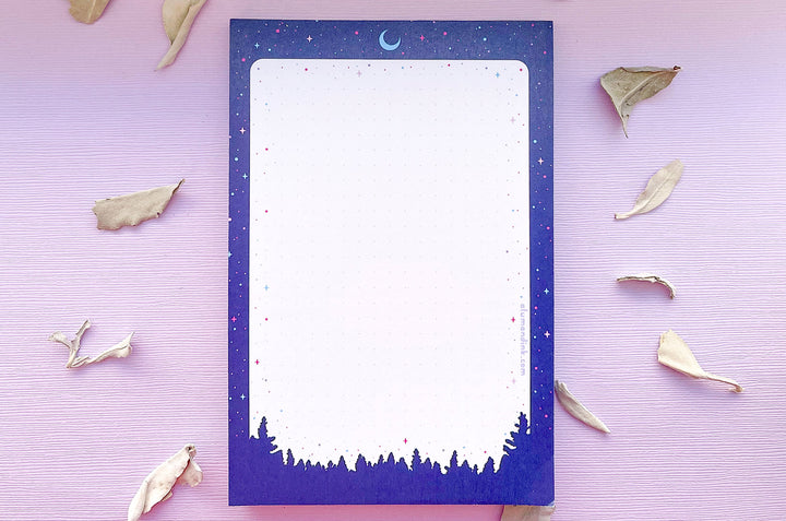 Night Forest Dotted Grid Notepad