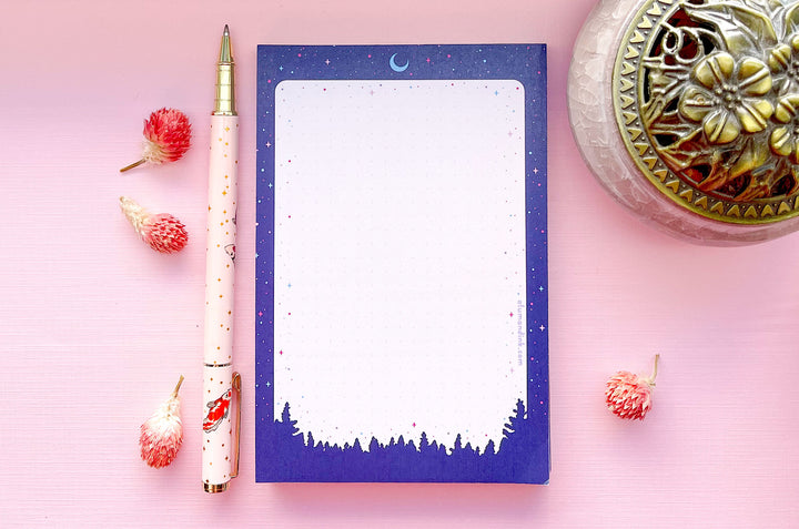 Night Forest Dotted Grid Notepad