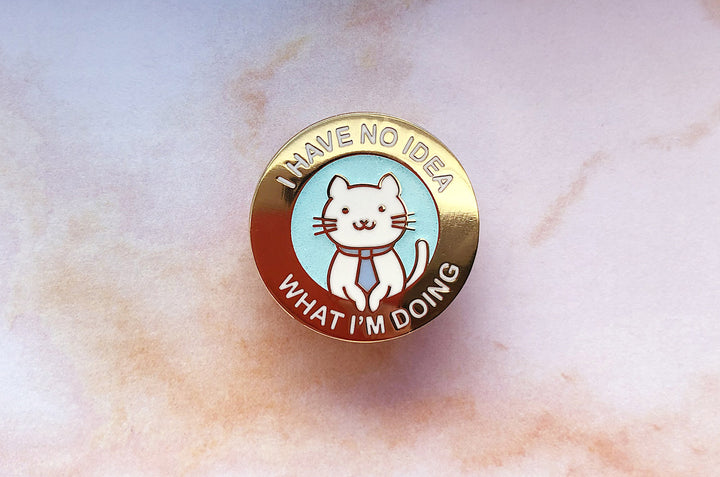 I Have No Idea What I'm Doing Office Cat Enamel Pin