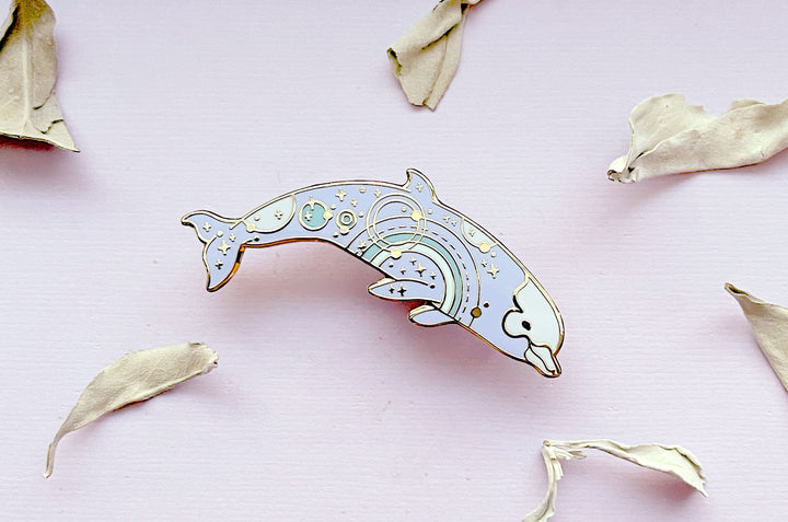 Orbital Glow Bottlenose Whale Enamel Pin