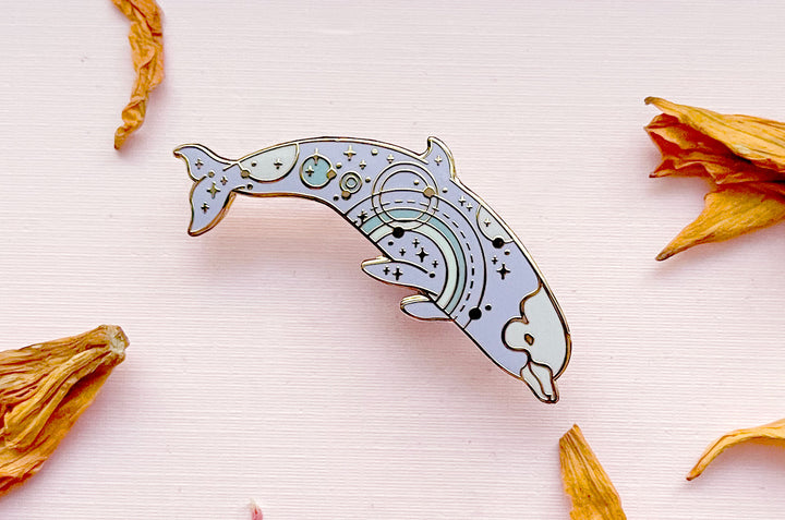 Orbital Glow Bottlenose Whale Enamel Pin