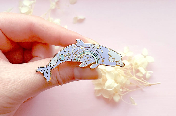 Orbital Glow Bottlenose Whale Enamel Pin