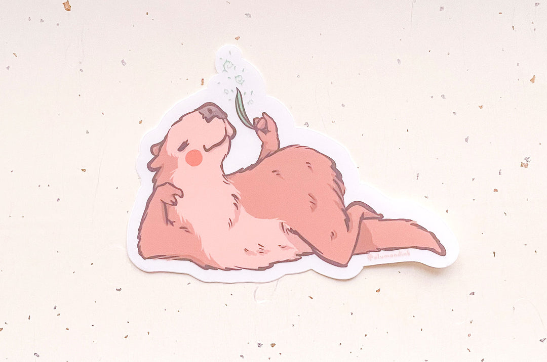 Indulgent Capybara Clear Vinyl Sticker