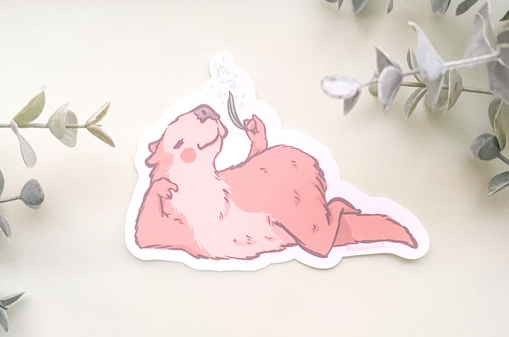 Indulgent Capybara Clear Vinyl Sticker