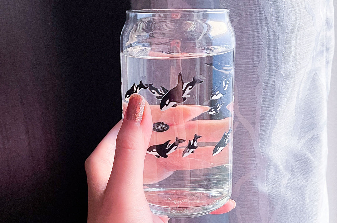 Orca Pod Soda Can Drinking Glass