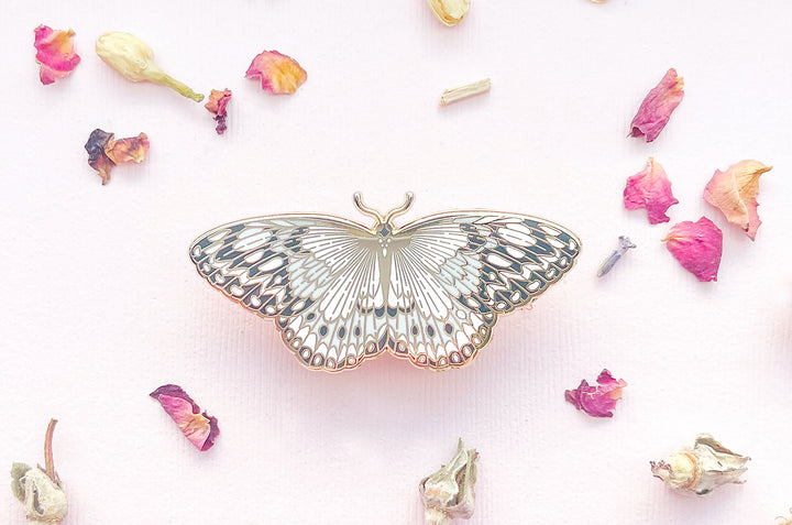 Paper Kite Butterfly (Idea leuconoe) Enamel Pin