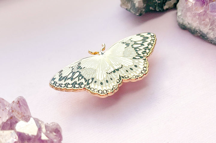 Paper Kite Butterfly (Idea leuconoe) Enamel Pin