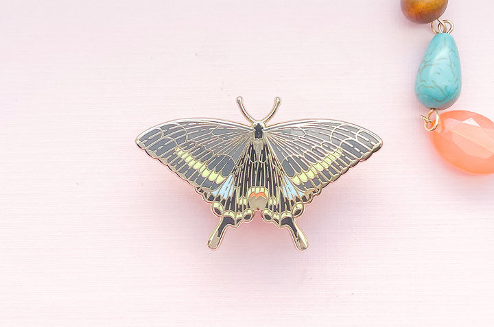 Paris Peacock Butterfly (Papilio paris) Enamel Pin