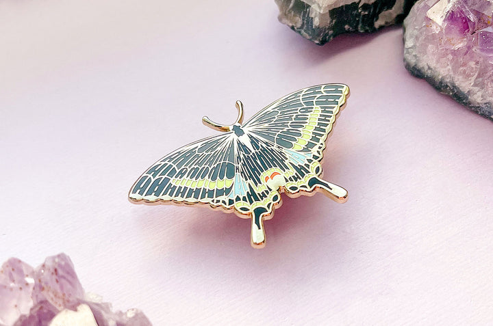 Paris Peacock Butterfly (Papilio paris) Enamel Pin