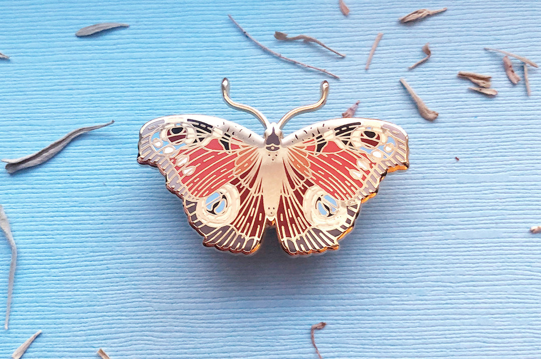 European Peacock Butterfly (Aglais io) Enamel Pin