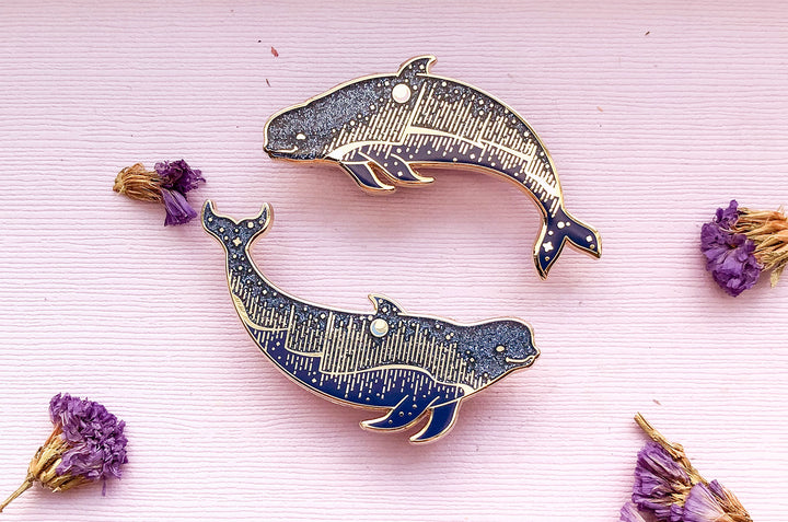 Aurora Pilot Whales Enamel Pin Set