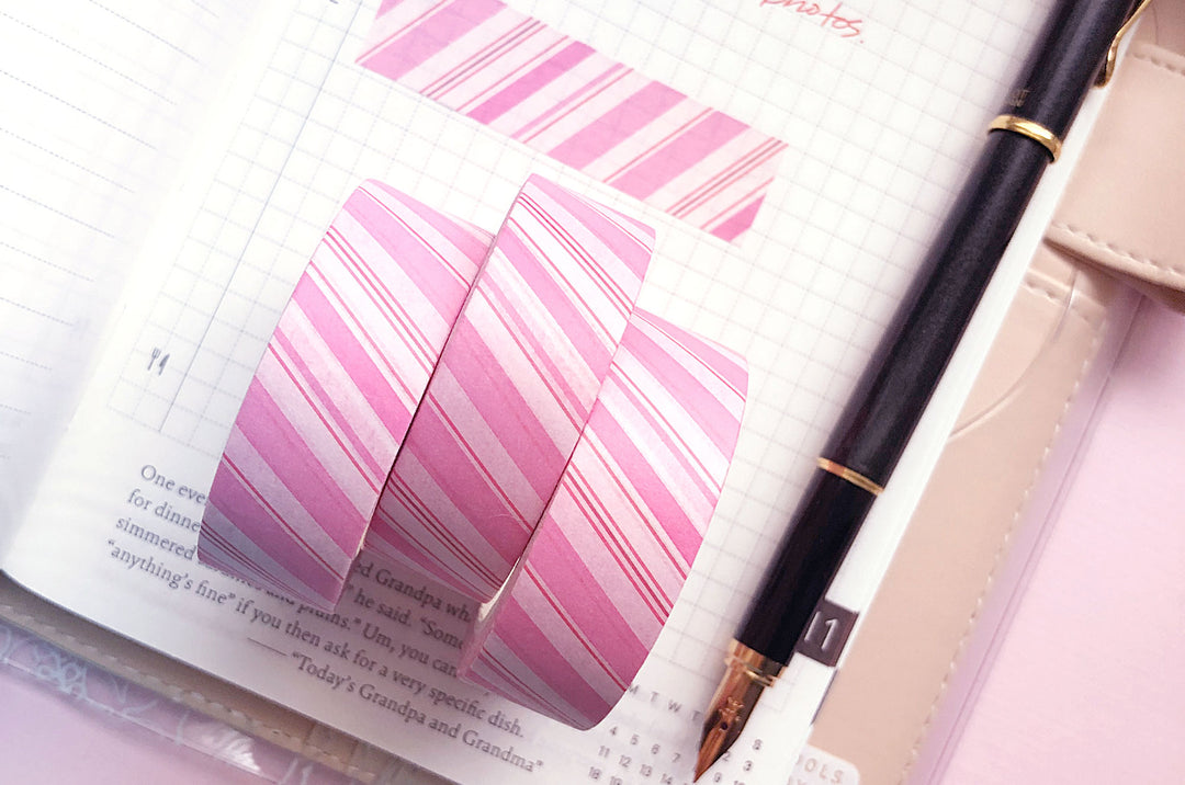 Pink Peppermint Striped Washi Tape