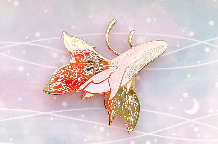 Butterfly Whale Enamel Pin