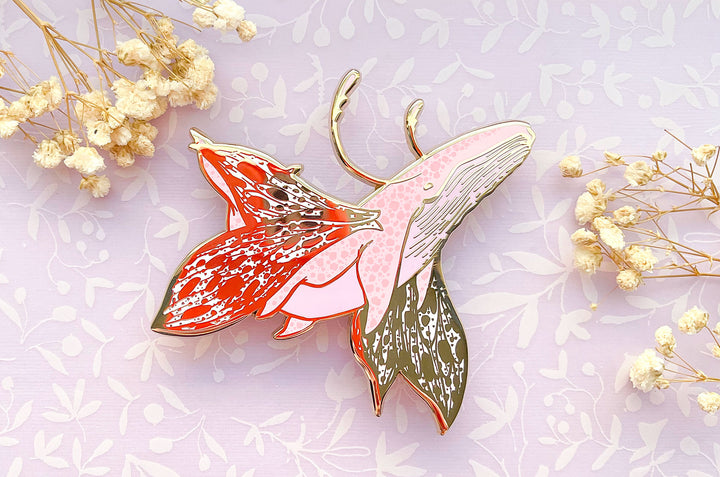 Butterfly Whale Enamel Pin