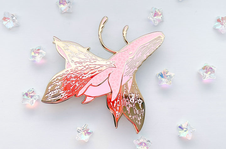 Butterfly Whale Enamel Pin